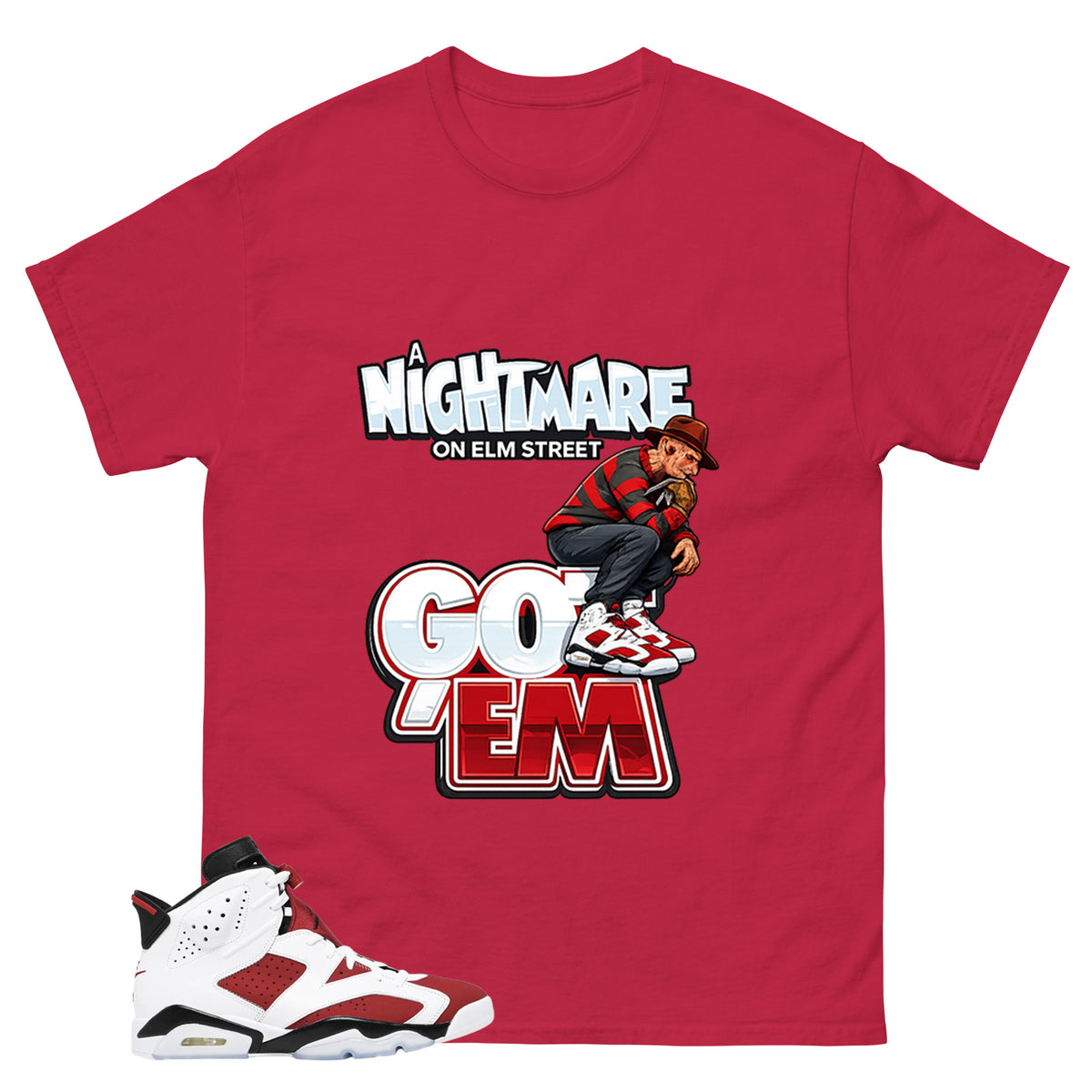Nightmare On Elm Street Shirt - Match White Air Jordan 6 Carmine
