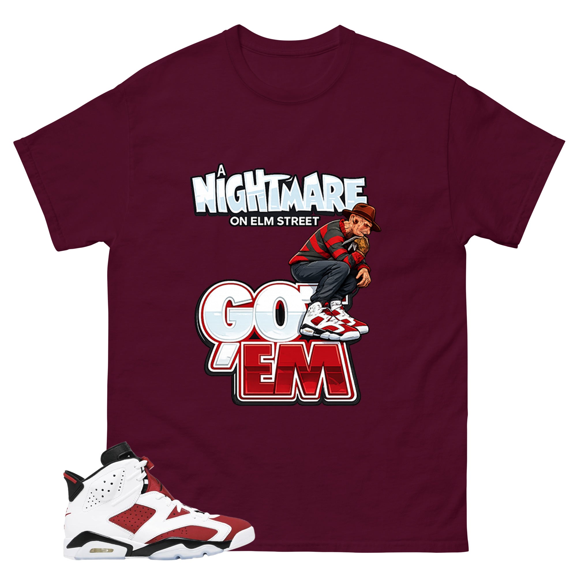 Nightmare On Elm Street Shirt - Match White Air Jordan 6 Carmine