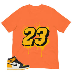 Number 23 Dripping Shirt - Match Air Jordan 1 Yellow Toe