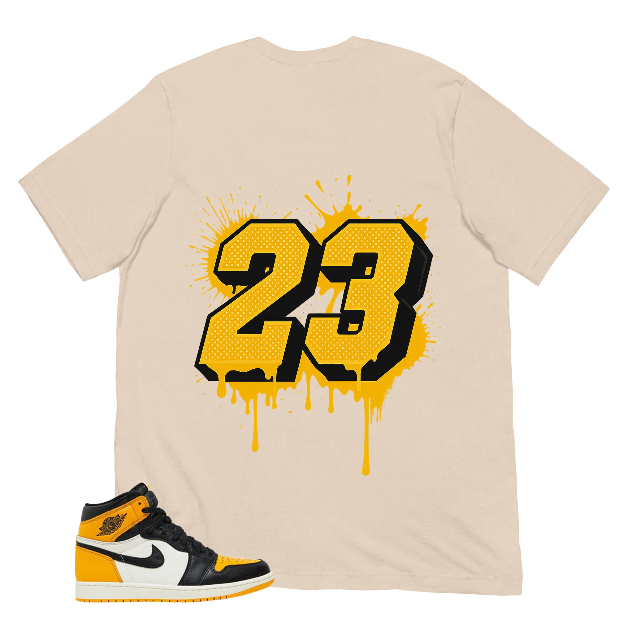 Number 23 Dripping Shirt - Match Air Jordan 1 Yellow Toe