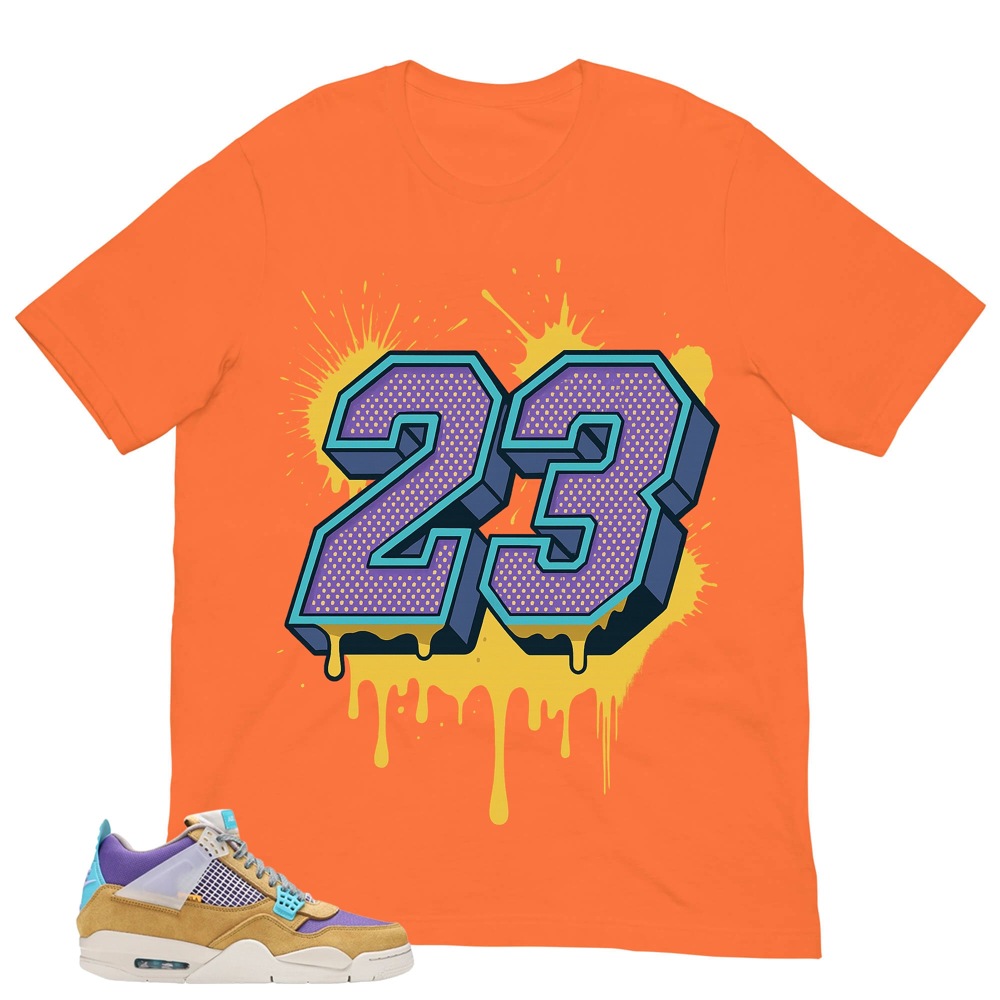 Number 23 Dripping Shirt - Match Union LA x Air Jordan 4 Desert Moss