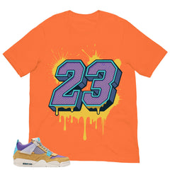 Number 23 Dripping Shirt - Match Union LA x Air Jordan 4 Desert Moss