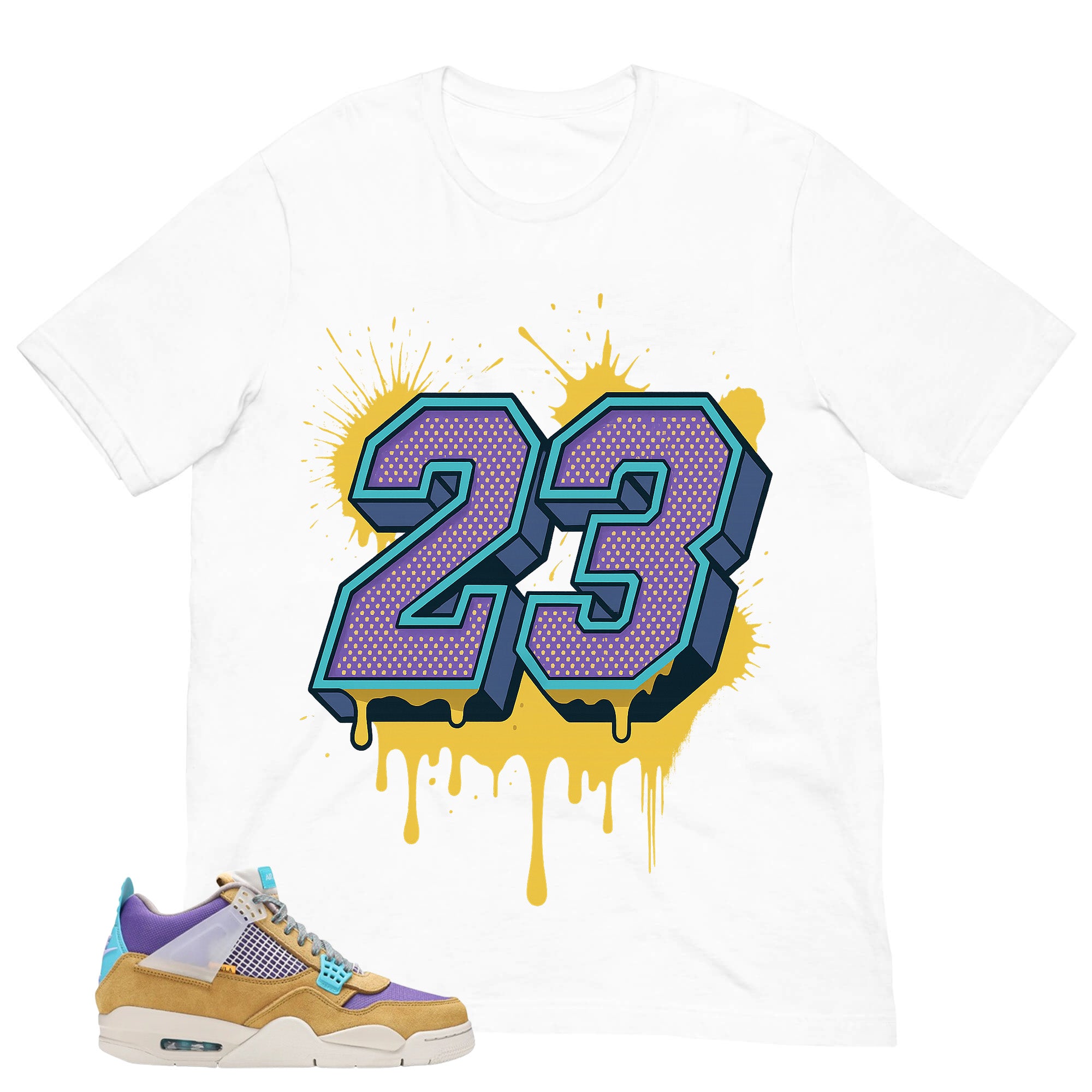 Number 23 Dripping Shirt - Match Union LA x Air Jordan 4 Desert Moss