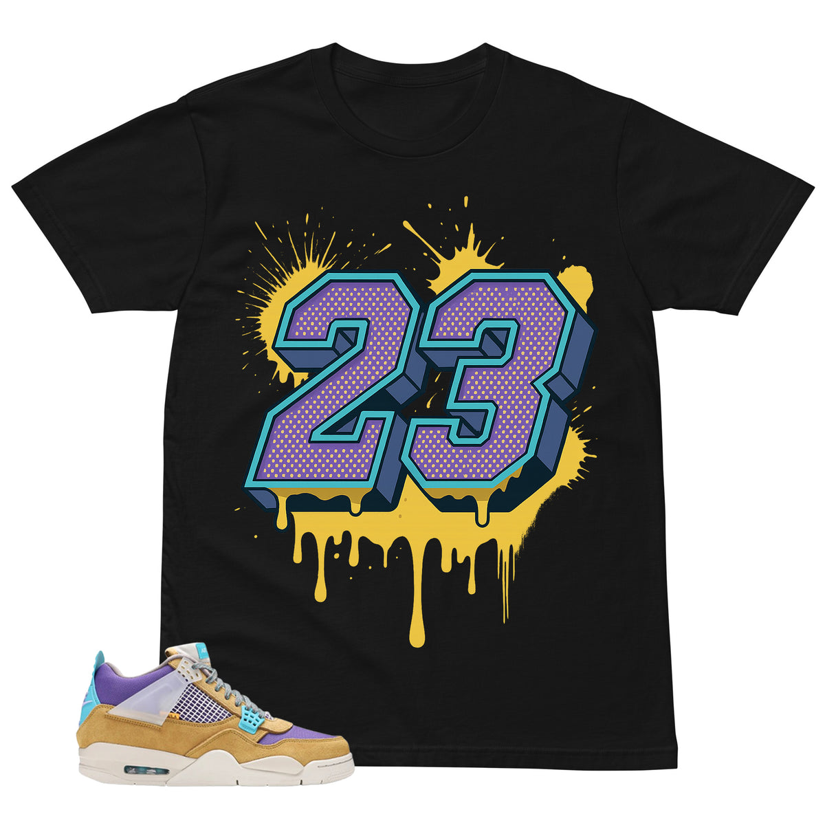 Number 23 Dripping Shirt - Match Union LA x Air Jordan 4 Desert Moss