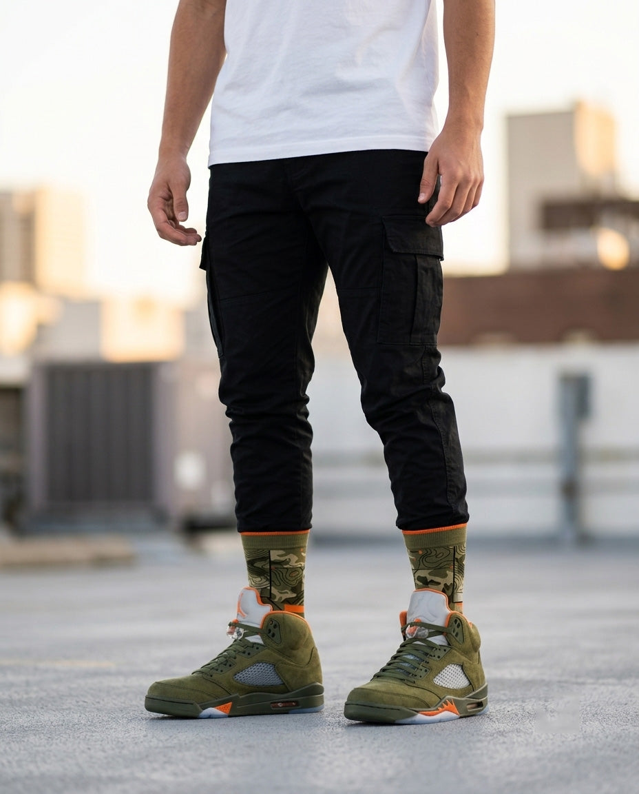 Olive Socks – Air Jordan 5 Inspired Mid-Calf Unisex Crew Socks