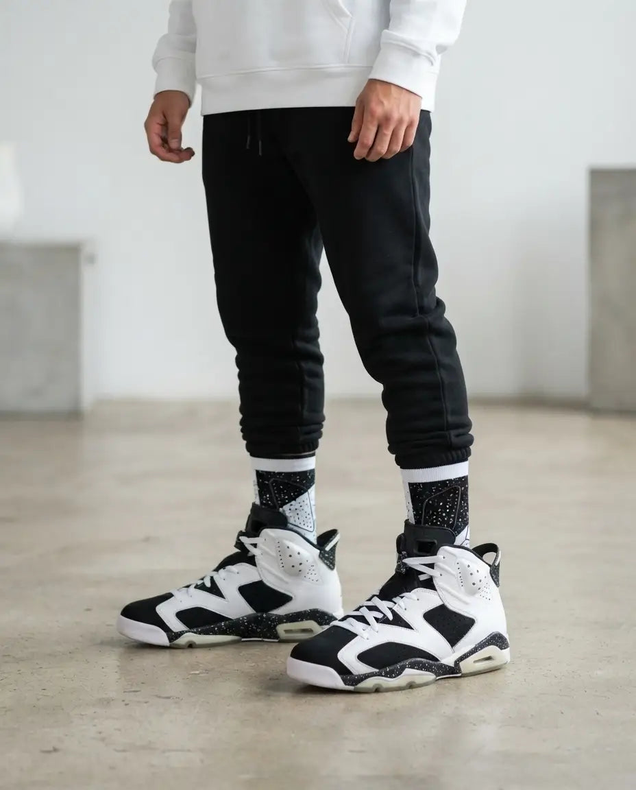 Oreo Socks – Air Jordan 6 Inspired Mid-Calf Unisex Crew Socks