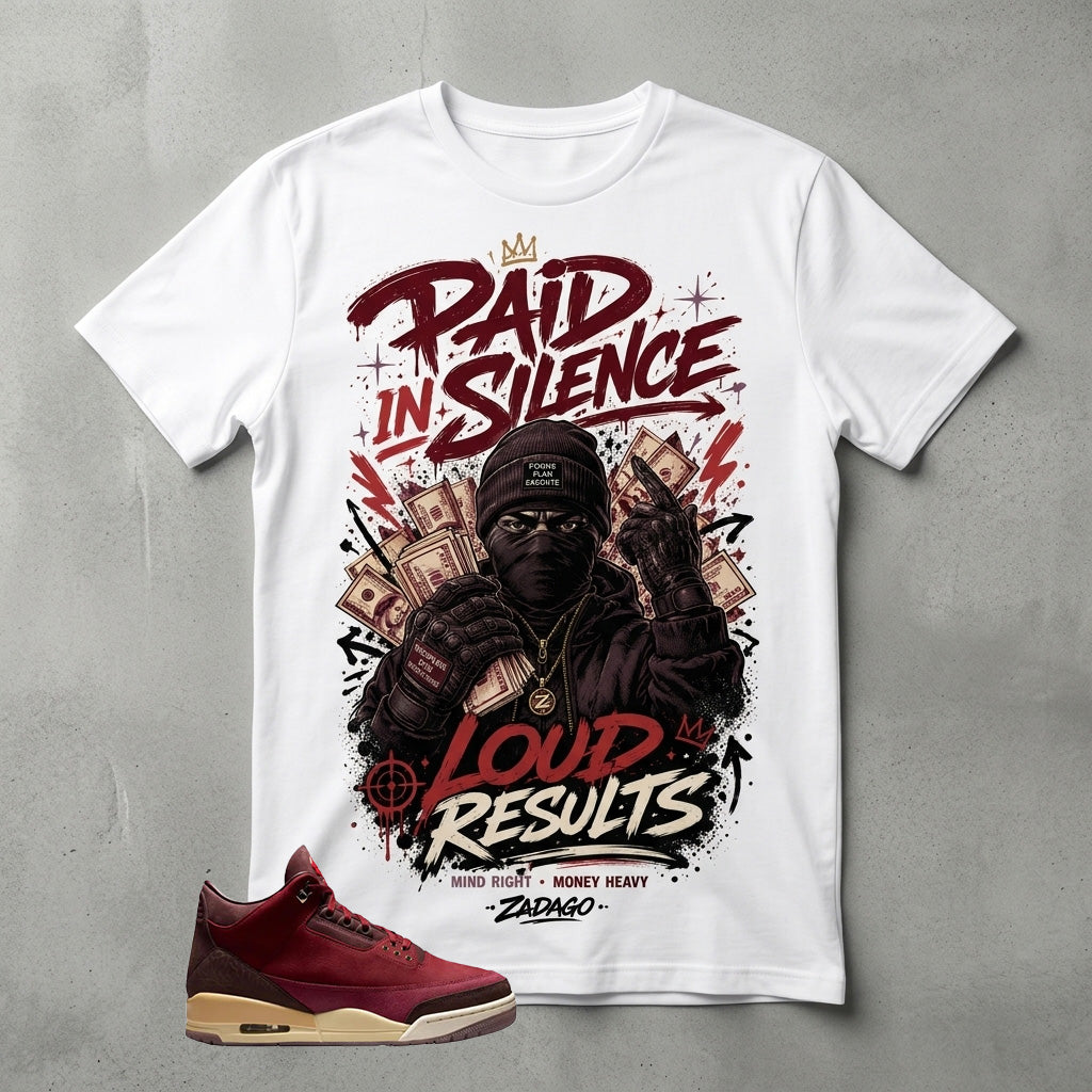 Paid In Silence Graphic Tee - Shirt To Match Air Jordan 3 Bin23