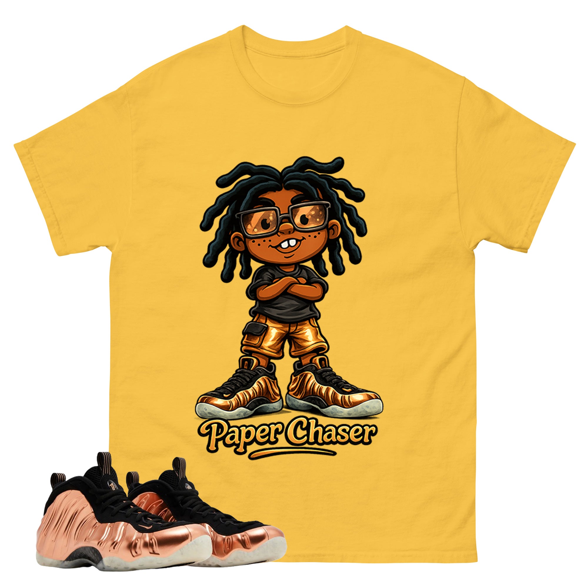 Paper Chaser Graphic Tee, Shirt to Match Air Foamposite One Copper, Air Foamposite Unisex Black Shirt