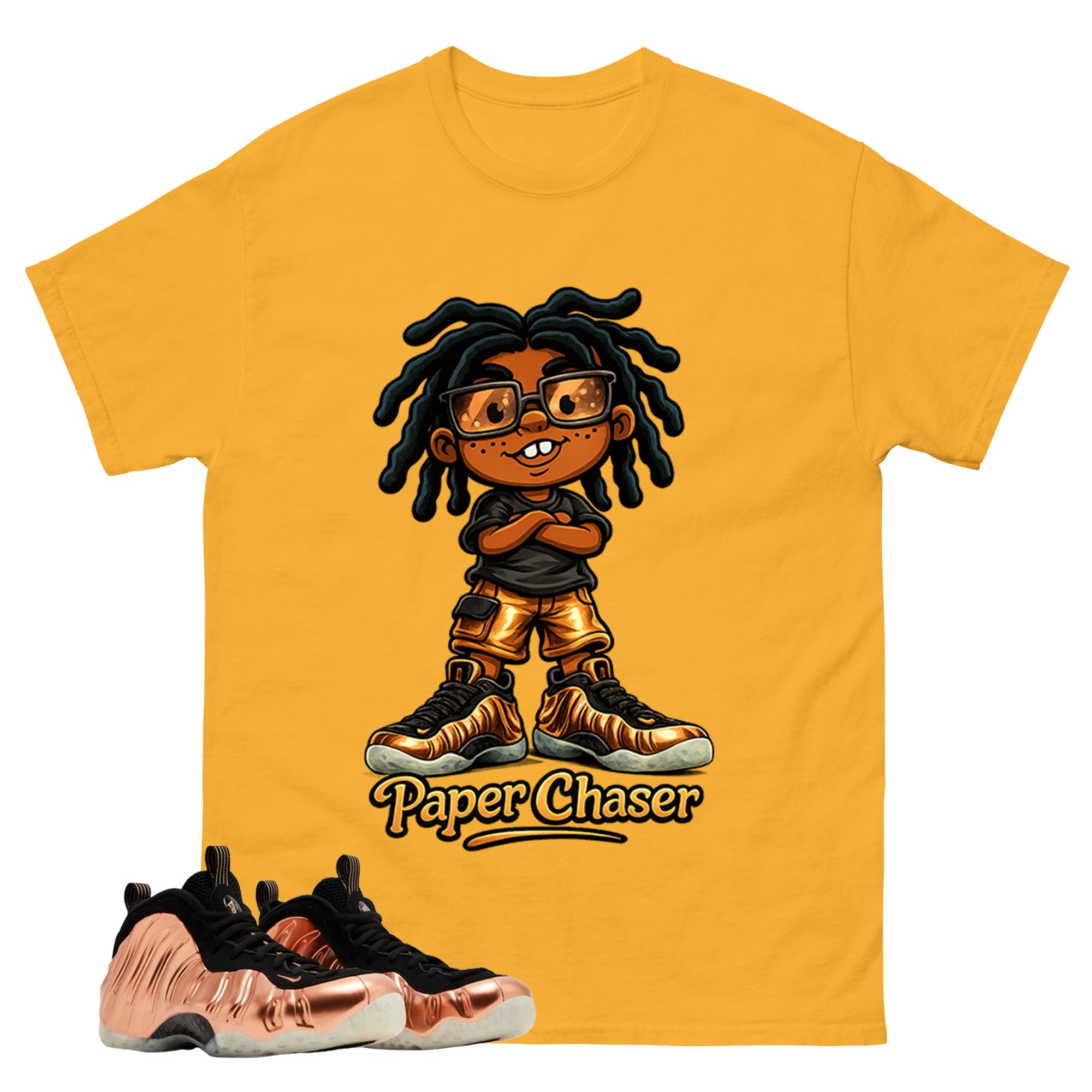 Paper Chaser Graphic Tee, Shirt to Match Air Foamposite One Copper, Air Foamposite Unisex Black Shirt