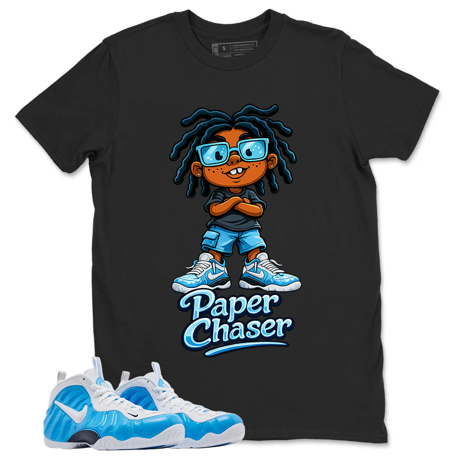Paper Chaser Graphic Tee, Shirt to Match Air Foamposite Pro University Blue, Air Foamposite Unisex Blue Shirt