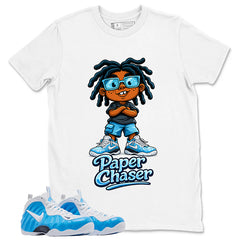 Paper Chaser Graphic Tee, Shirt to Match Air Foamposite Pro University Blue, Air Foamposite Unisex Blue Shirt