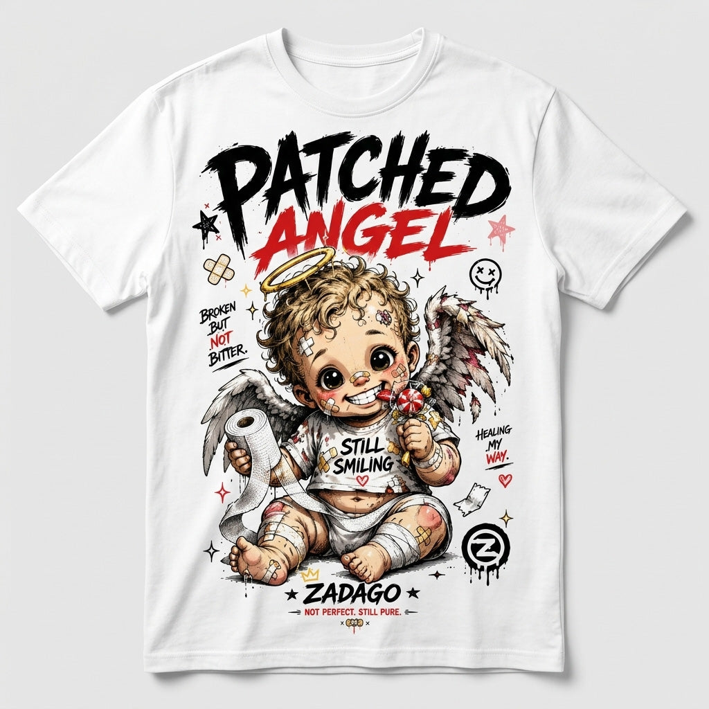 Patched Angel White Graphic T-shirt