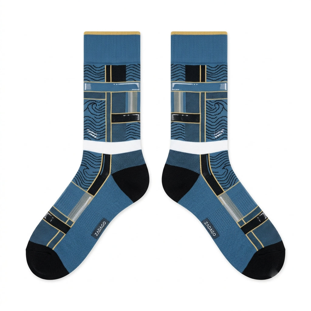Patent Denim Socks – Air Force 1 Low Inspired Mid-Calf Unisex Crew Socks