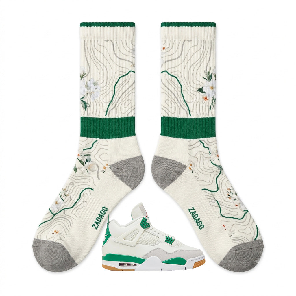 Pine Green Skate Match Socks – Jordan 4 Inspired Mid-Calf Crew Socks