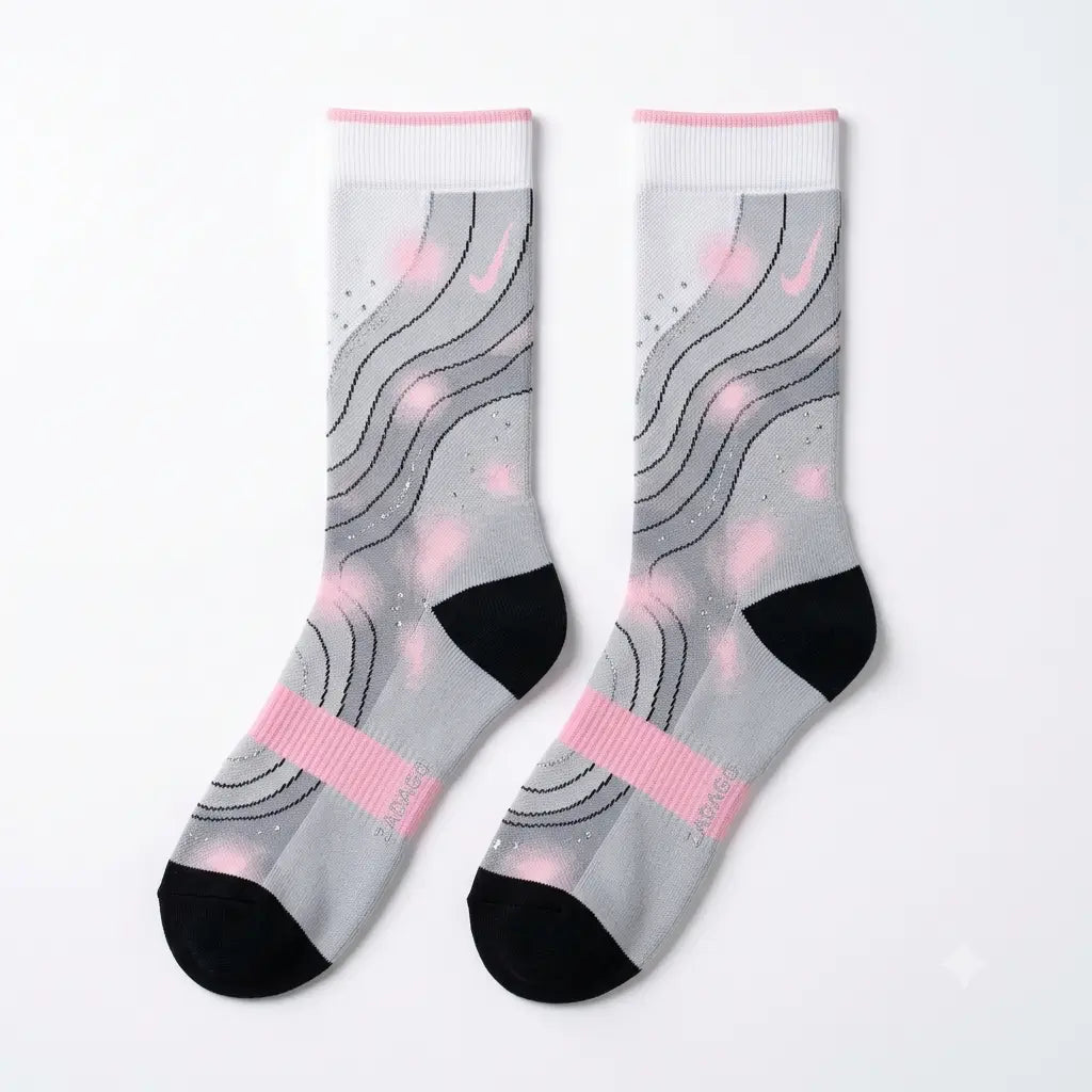 Pink Foam Sneaker Match Socks – Air Max 95 Inspired Mid-Calf Crew Socks