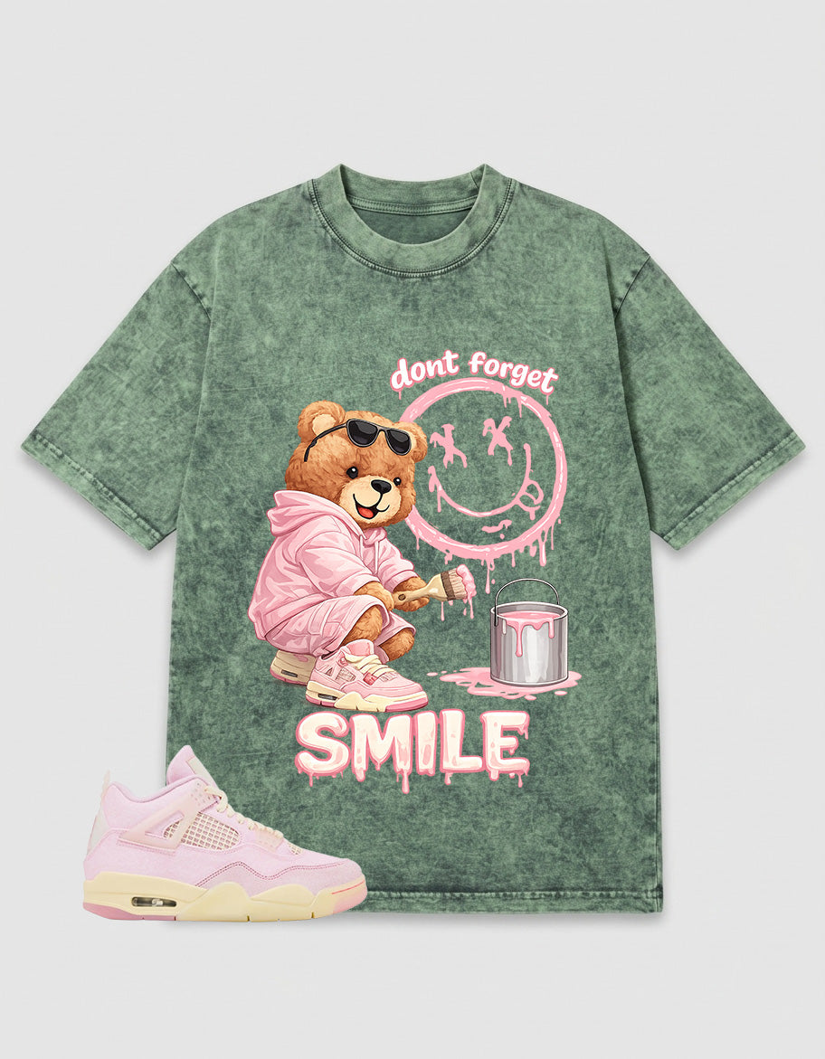 Pink Iced Carmine 4s Zadago Washed T-shirt Don't Forget Smile Graphic
