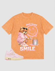 Pink Iced Carmine 4s Zadago Washed T-shirt Don't Forget Smile Graphic