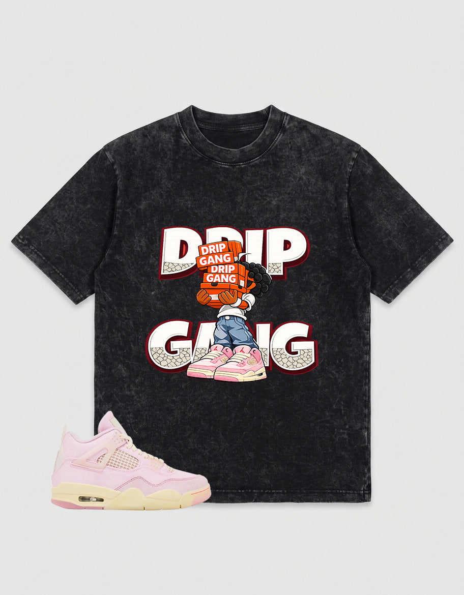 Pink Iced Carmine 4s Zadago Washed T-shirt Drip Gang Graphic