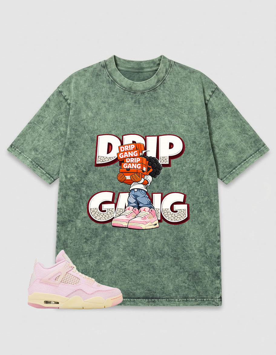 Pink Iced Carmine 4s Zadago Washed T-shirt Drip Gang Graphic