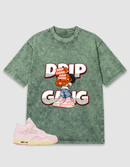Pink Iced Carmine 4s Zadago Washed T-shirt Drip Gang Graphic