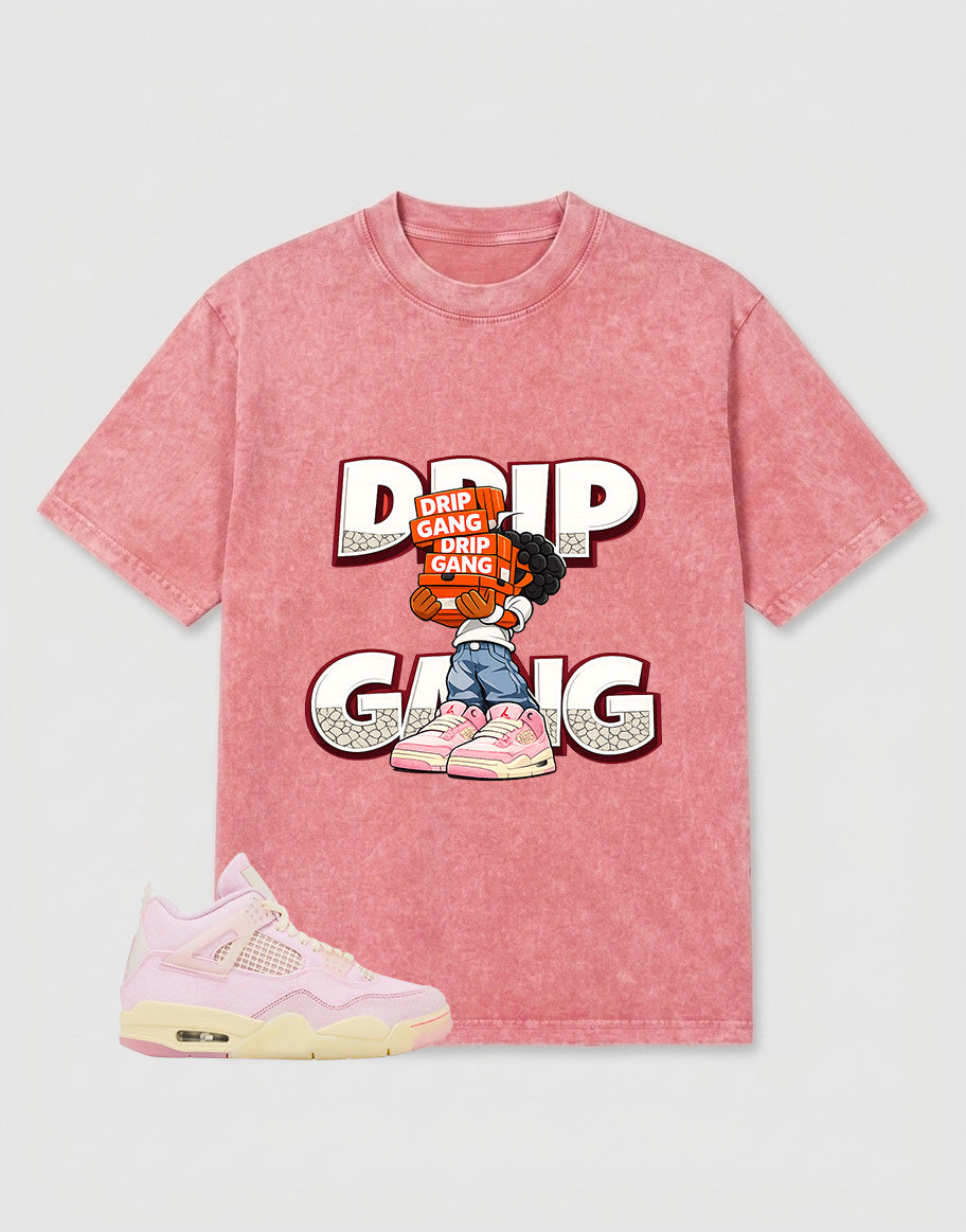 Pink Iced Carmine 4s Zadago Washed T-shirt Drip Gang Graphic