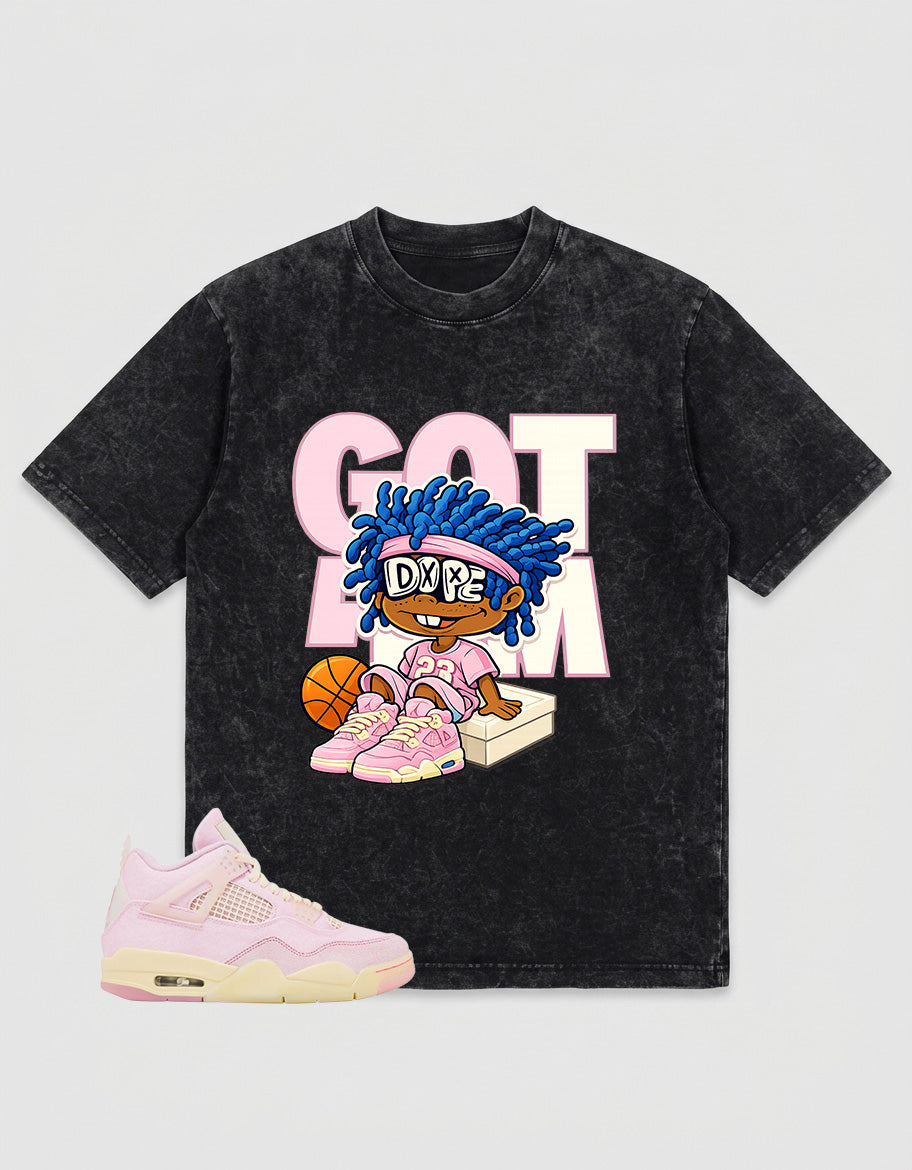 Pink Iced Carmine 4s Zadago Washed T-shirt Got 'Em Dope Graphic