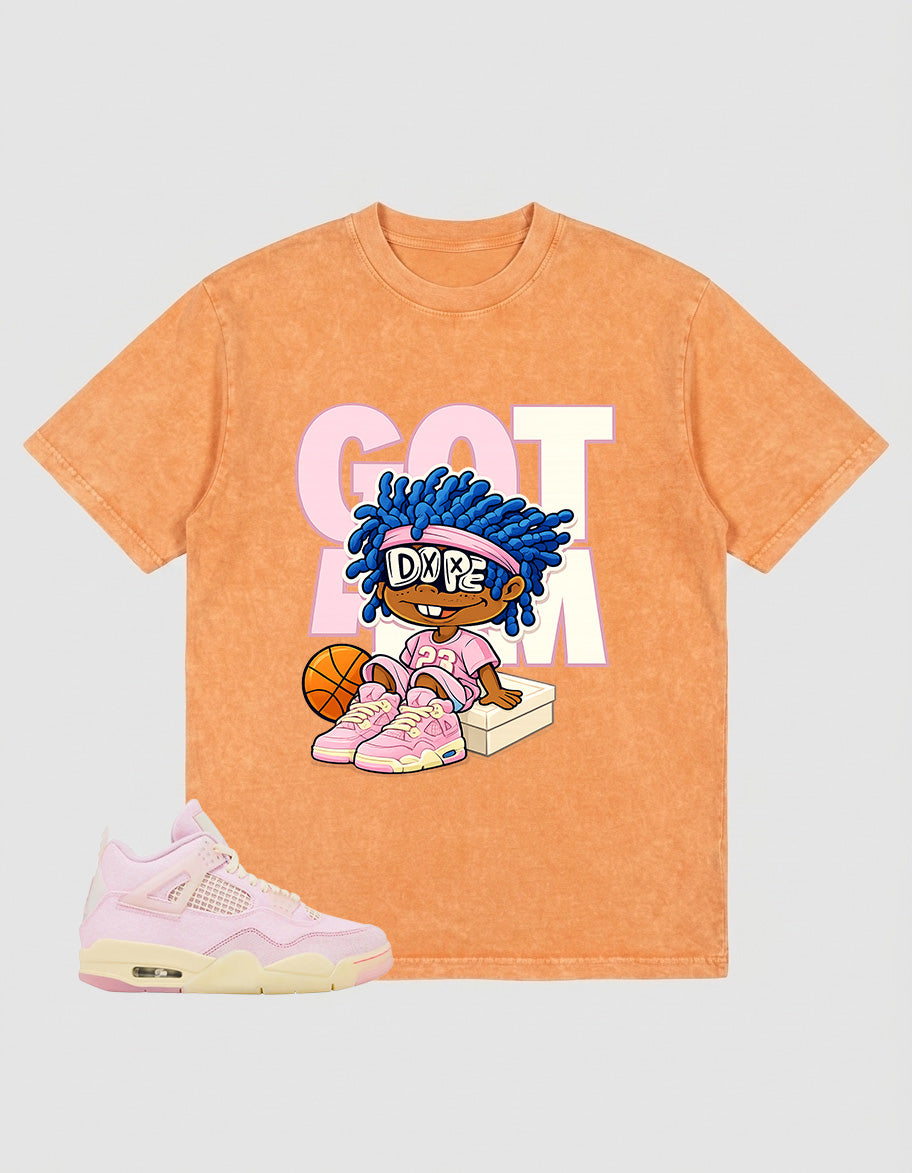 Pink Iced Carmine 4s Zadago Washed T-shirt Got 'Em Dope Graphic