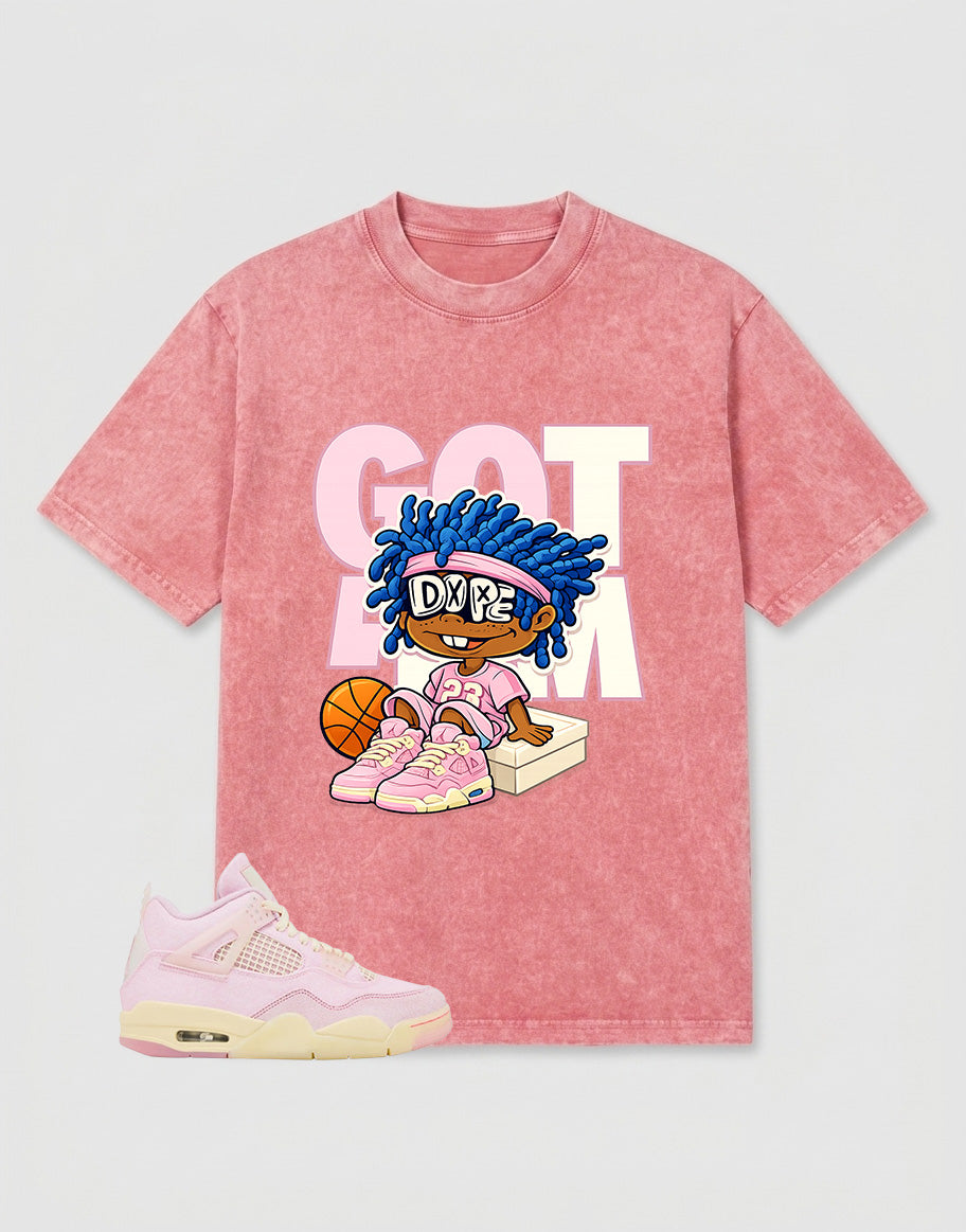 Pink Iced Carmine 4s Zadago Washed T-shirt Got 'Em Dope Graphic