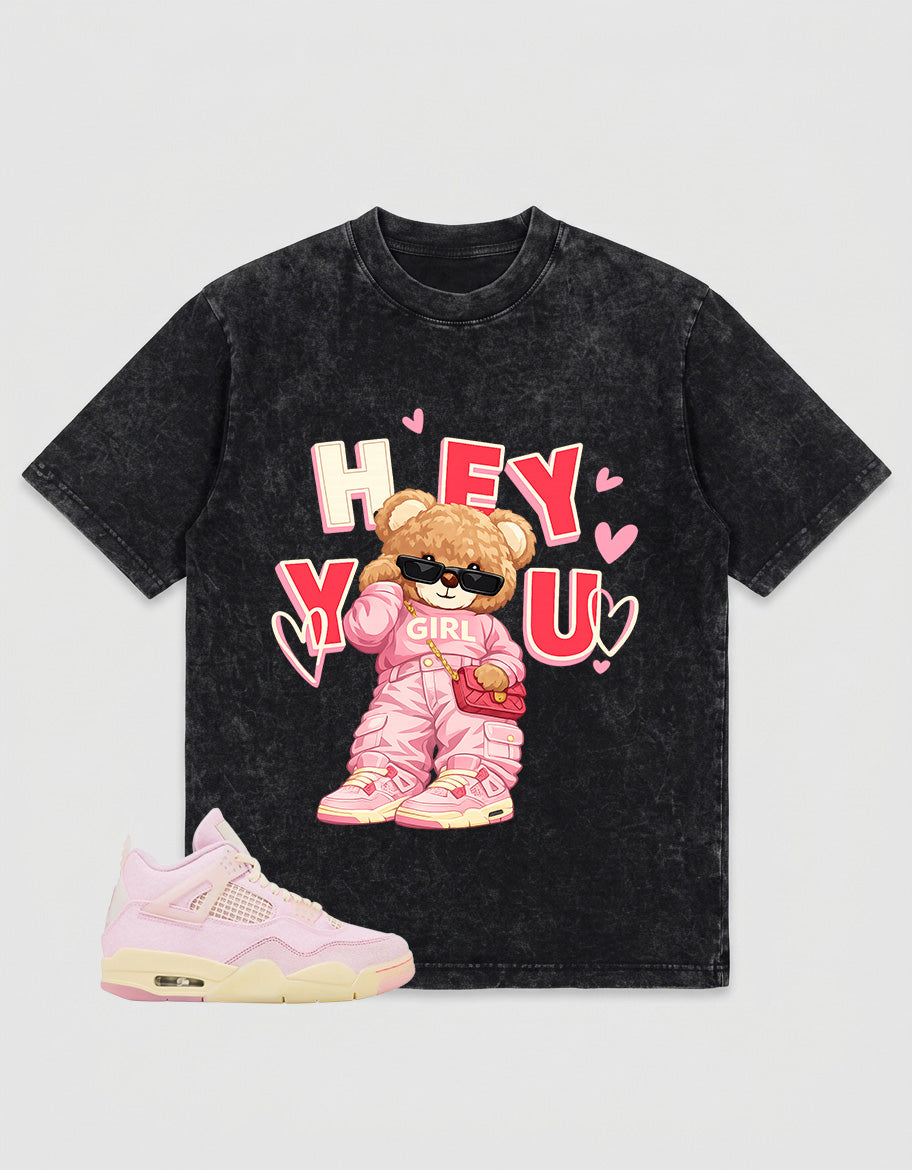 Pink Iced Carmine 4s Zadago Washed T-shirt Hey You Graphic