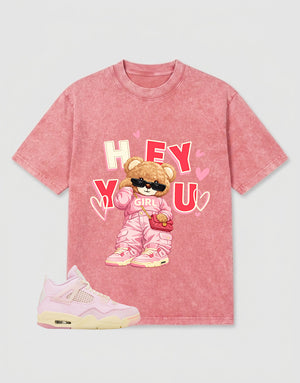 Pink Iced Carmine 4s Zadago Washed T-shirt Hey You Graphic