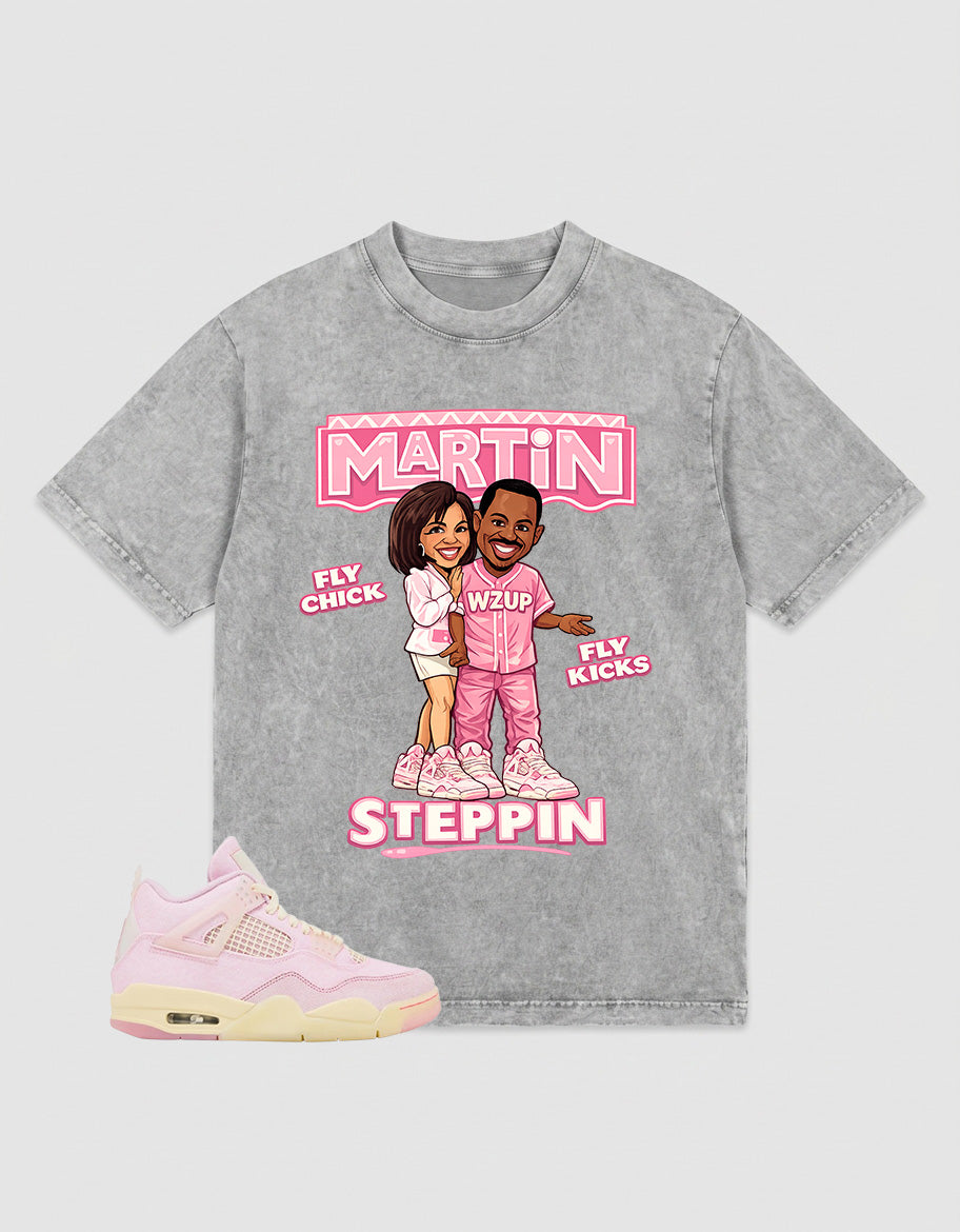 Pink Iced Carmine 4s Zadago Washed T-shirt Martin Steppin Graphic