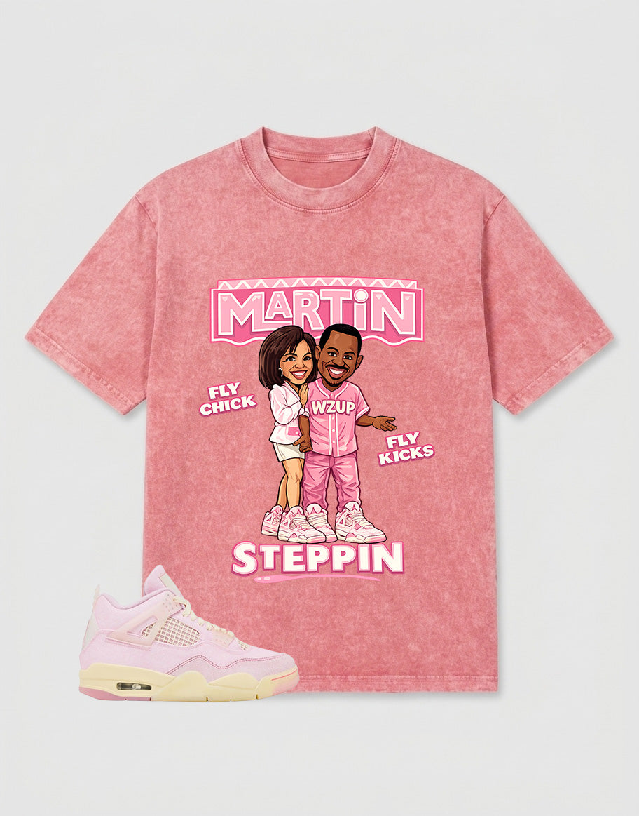 Pink Iced Carmine 4s Zadago Washed T-shirt Martin Steppin Graphic