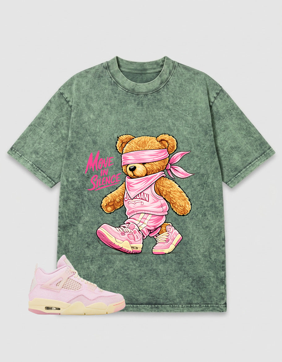 Pink Iced Carmine 4s Zadago Washed T-shirt Move In Silence Graphic