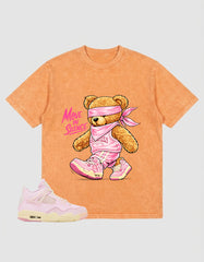 Pink Iced Carmine 4s Zadago Washed T-shirt Move In Silence Graphic