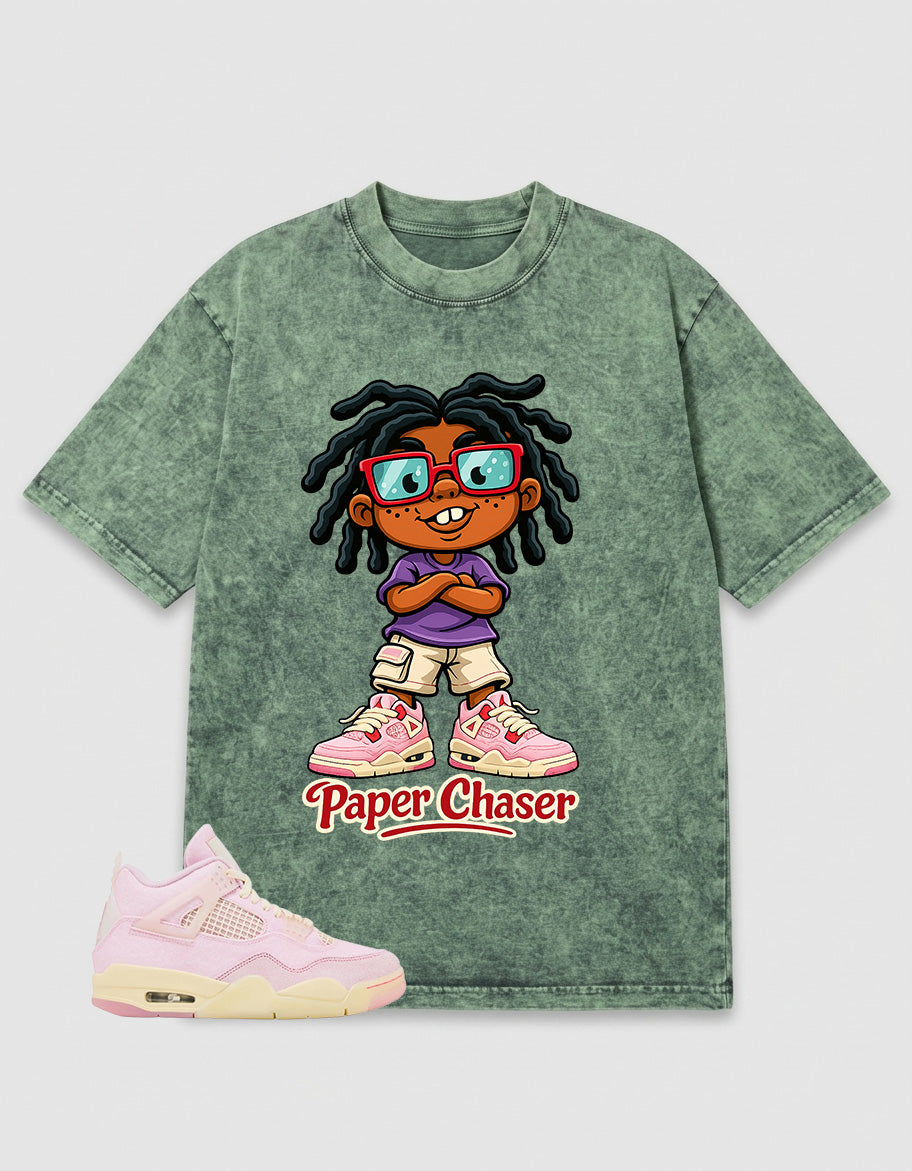 Pink Iced Carmine 4s Zadago Washed T-shirt Paper Chaser Graphic