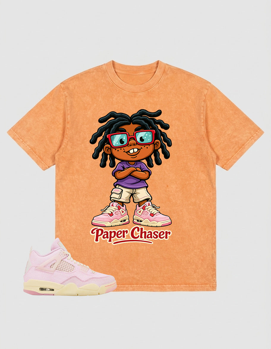 Pink Iced Carmine 4s Zadago Washed T-shirt Paper Chaser Graphic