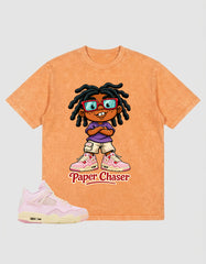 Pink Iced Carmine 4s Zadago Washed T-shirt Paper Chaser Graphic