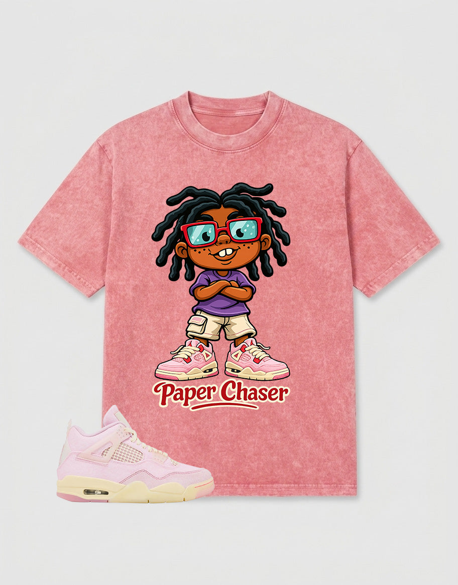 Pink Iced Carmine 4s Zadago Washed T-shirt Paper Chaser Graphic