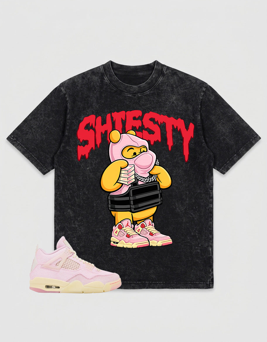 Pink Iced Carmine 4s Zadago Washed T-shirt Shiesty Pooh Graphic