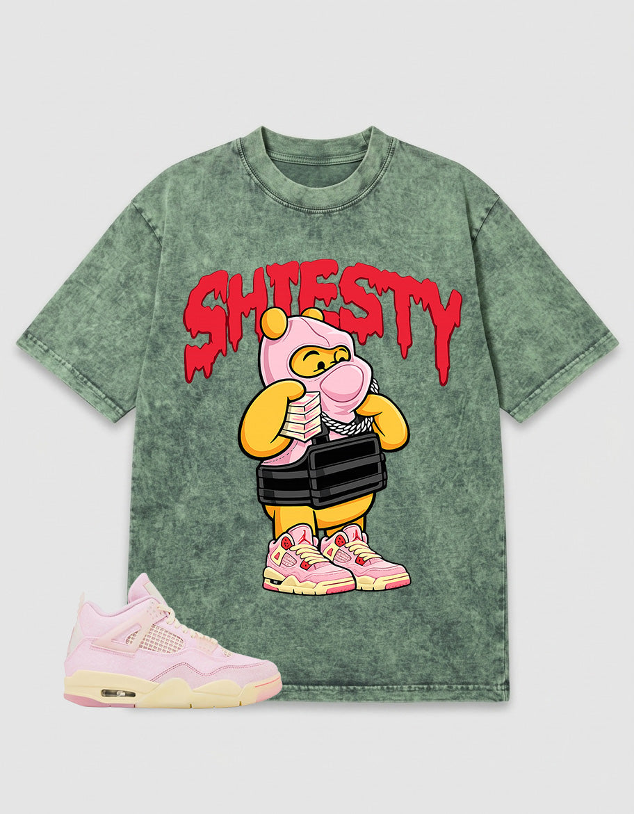 Pink Iced Carmine 4s Zadago Washed T-shirt Shiesty Pooh Graphic