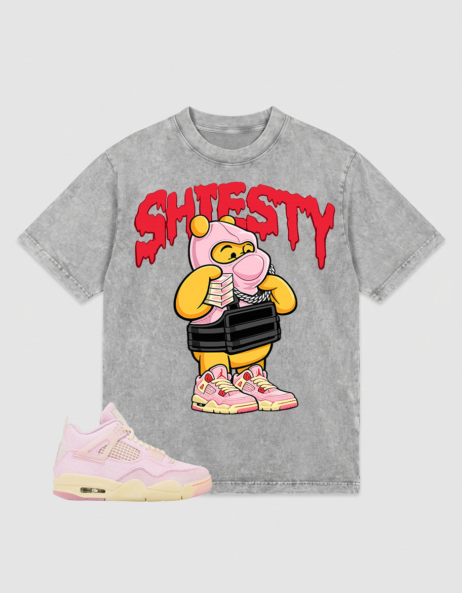 Pink Iced Carmine 4s Zadago Washed T-shirt Shiesty Pooh Graphic
