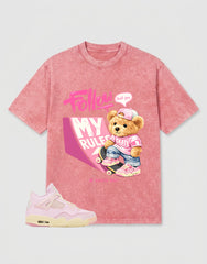 Pink Iced Carmine 4s Zadago Washed T-shirt Skate Boy Graphic