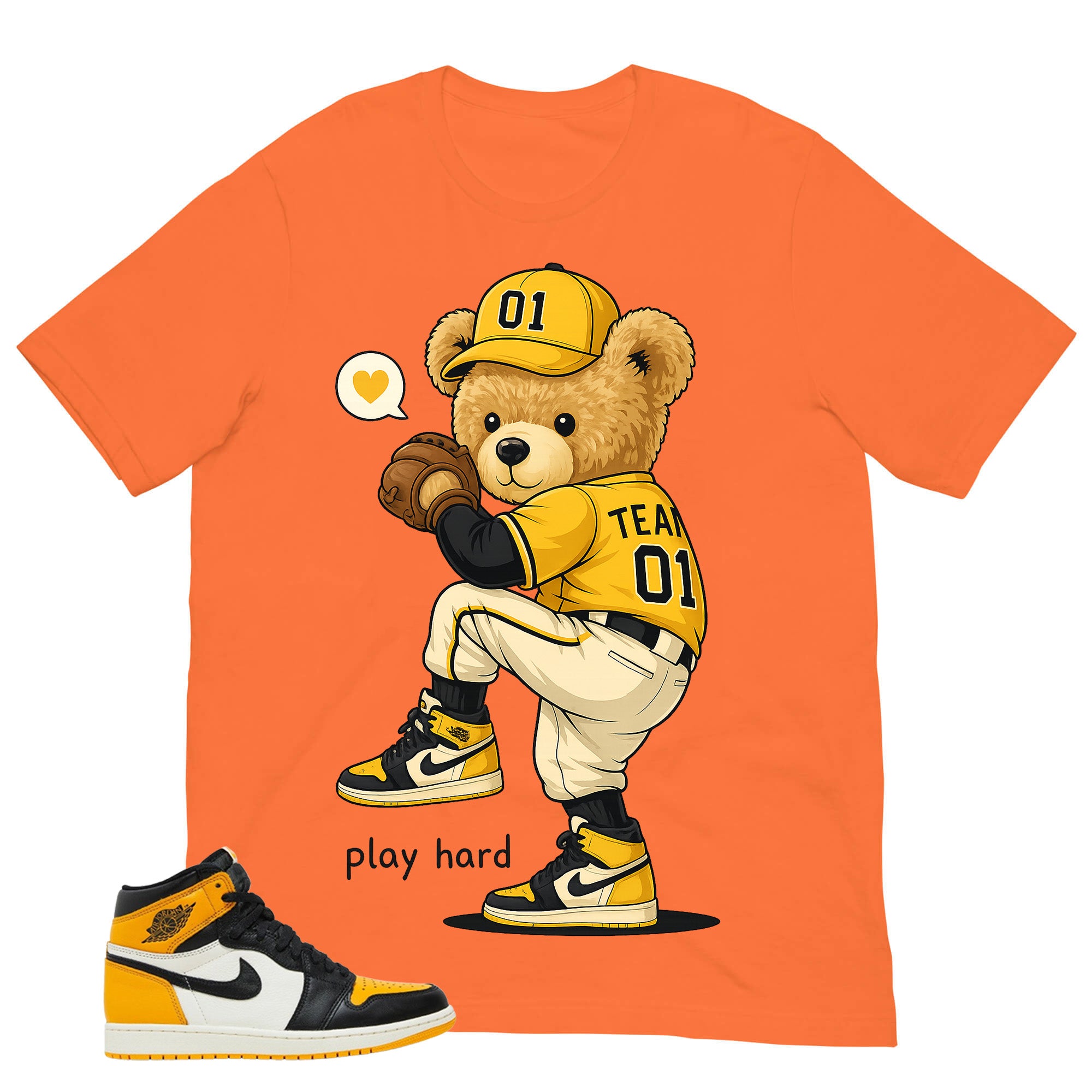 Play Hard Baseball Shirt - Match Air Jordan 1 Yellow Toe