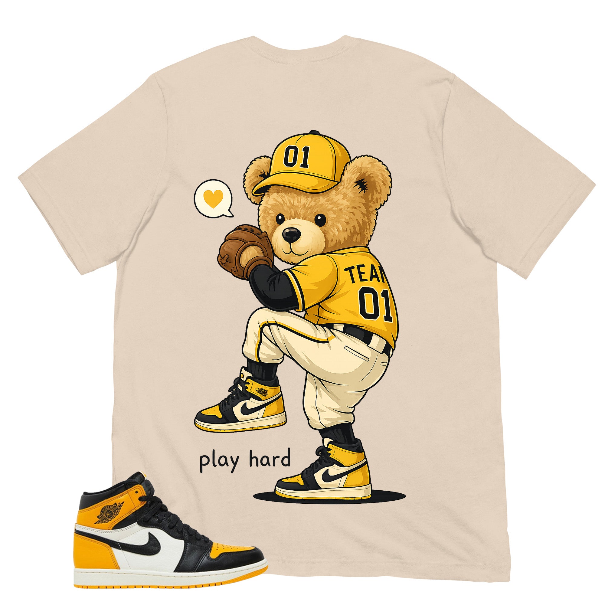 Play Hard Baseball Shirt - Match Air Jordan 1 Yellow Toe