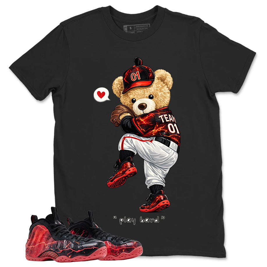 Play Hard Bear Graphic Tee, Shirt to Match Air Foamposite Stranger Things, Air Foamposite Unisex Blue Shirt