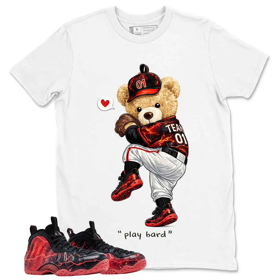 Play Hard Bear Graphic Tee, Shirt to Match Air Foamposite Stranger Things, Air Foamposite Unisex Blue Shirt