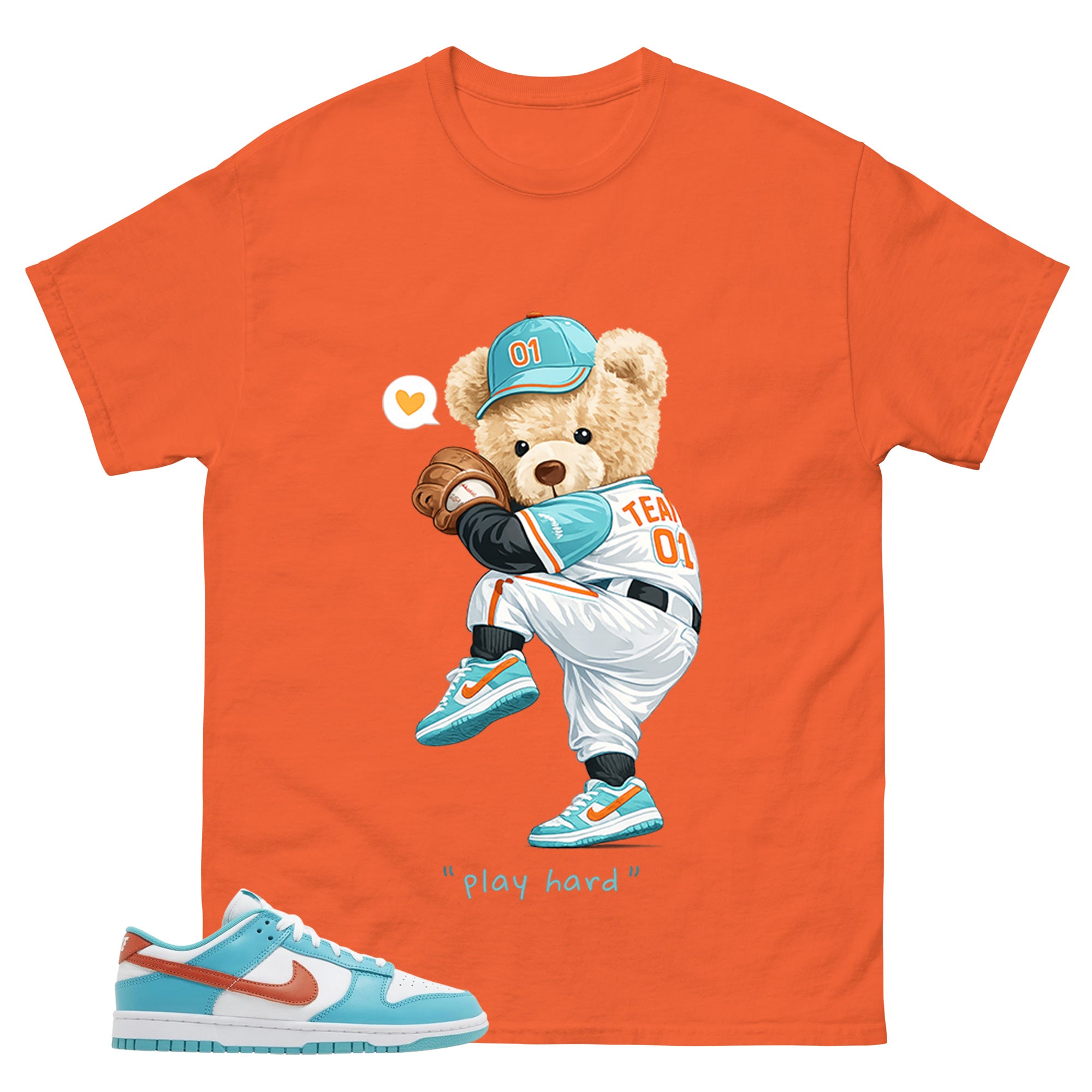 Play Hard Bear Shirt - Match Green Dunk Low Miami Dolphins