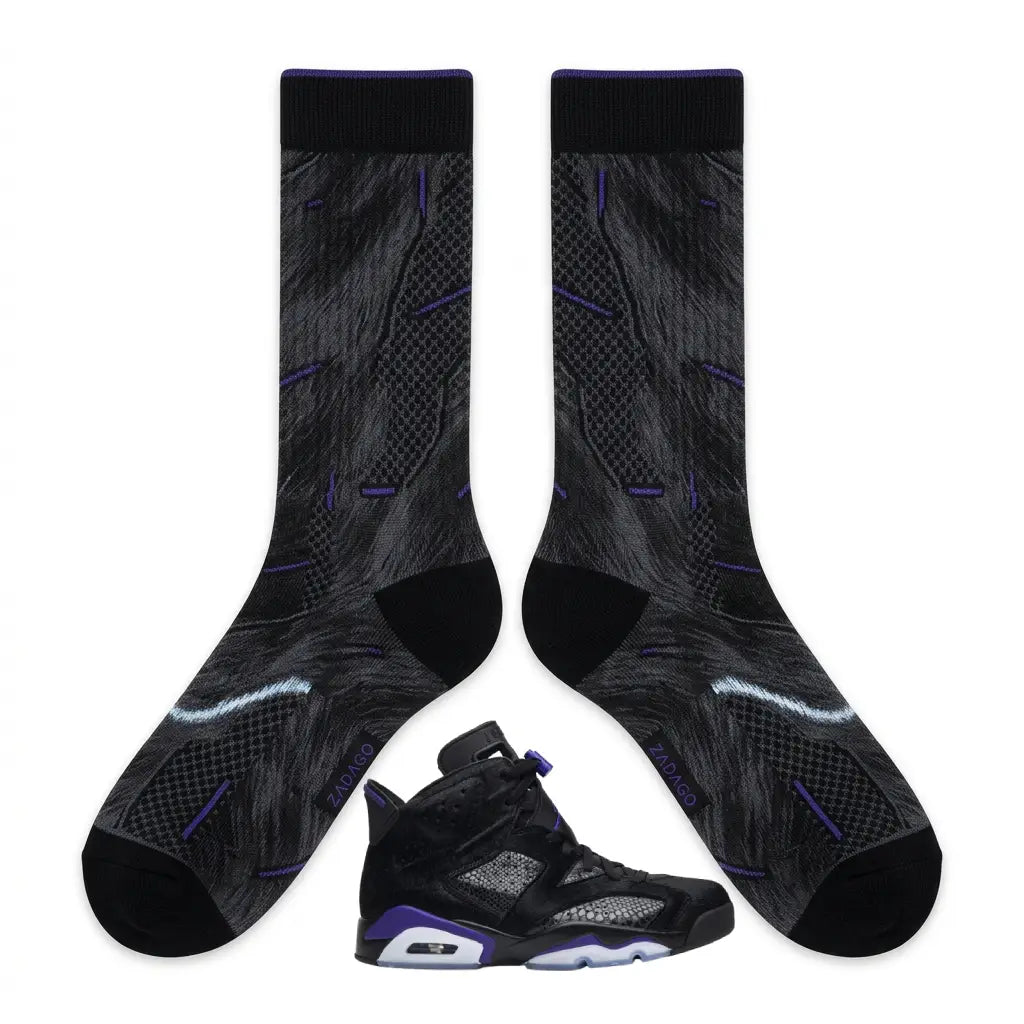 Pony Hair Sneaker Match Socks – Social Status x Air Jordan 6 Retro Inspired Mid-Calf Unisex Crew Socks