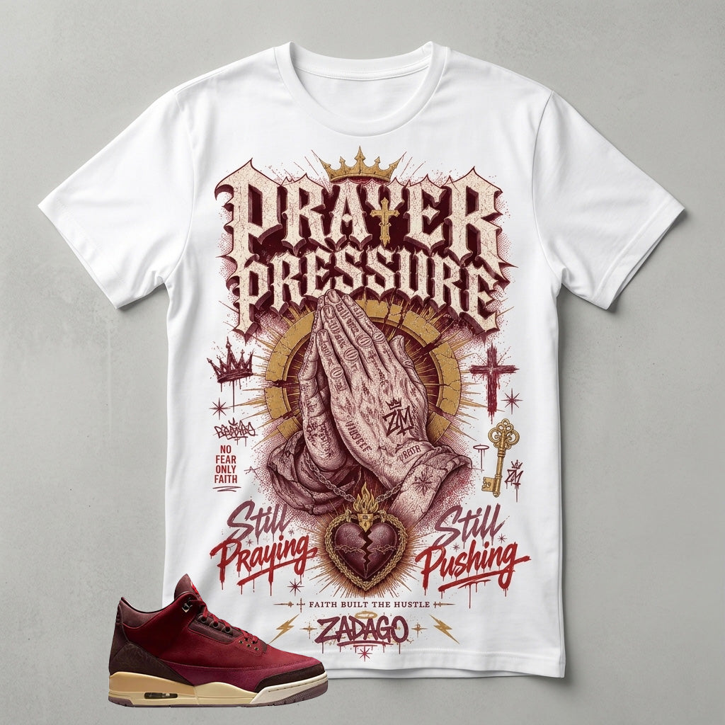 Pray Pressure Graphic Tee - Shirt To Match Air Jordan 3 Bin23