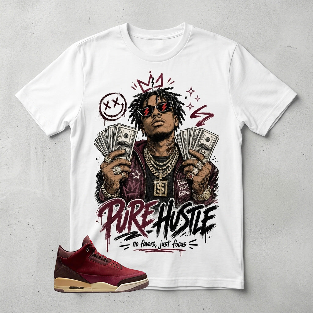 Pure Hustle Graphic Tee - Shirt To Match Air Jordan 3 Bin23